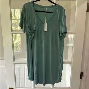 Z Supply Women's Teal Short Sleeve T-Shirt Dress